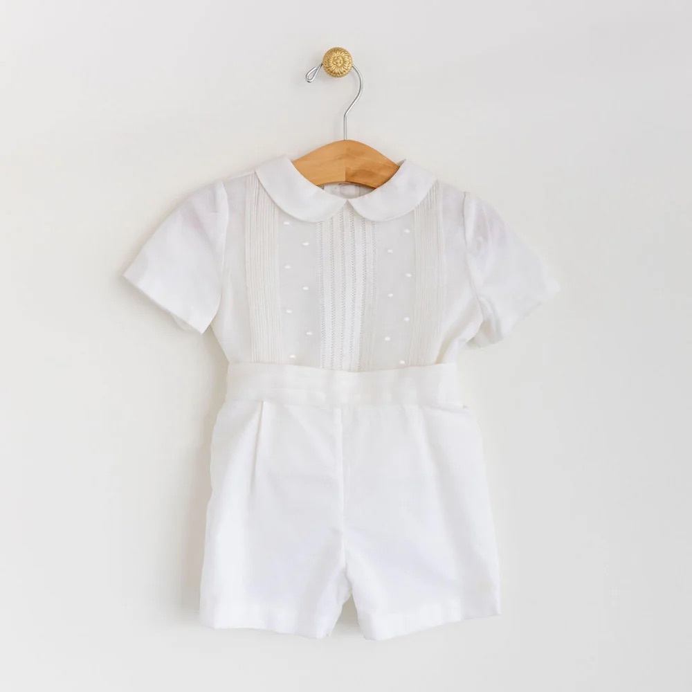 Luli & Me White Organza Short Boy Set